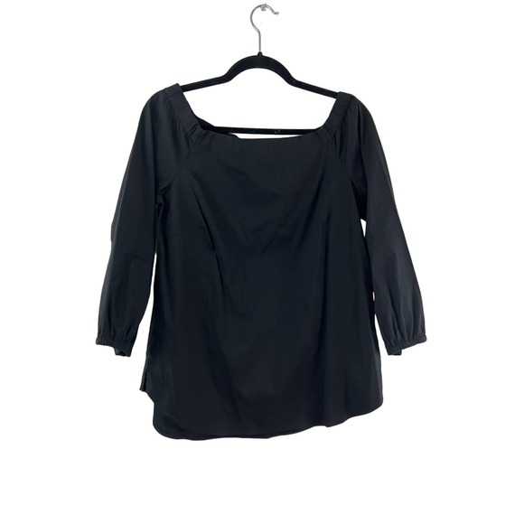 White House Black Market Tops - White House Black Market Off On Shoulder Size M Solid Black Top Blouse Back Zip